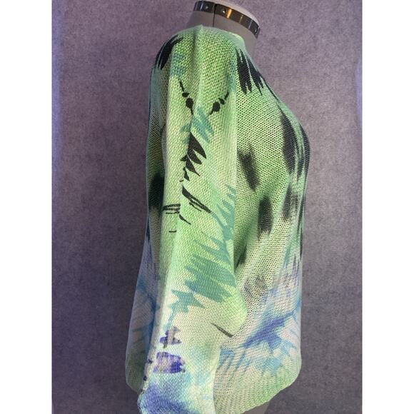 Bella Amore Med/Large Mint, Blue & White‎ Tye Dye Long Sleeve Knit Sweater - Picture 6 of 9